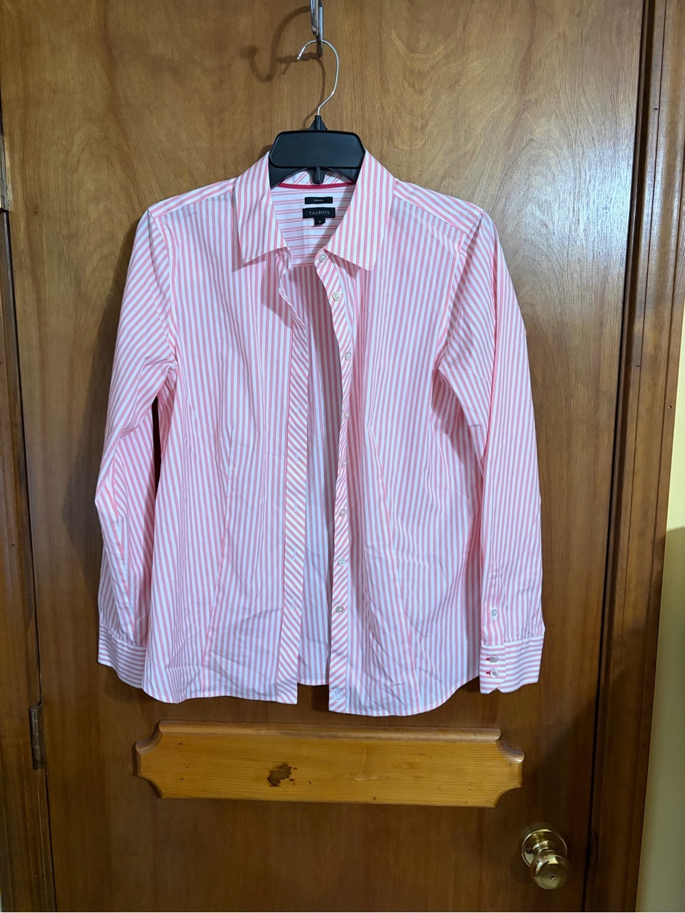 Talbots Pink and White Striped woman’s  Dress Shirt